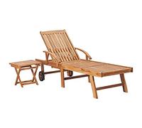 Cama de jardín de madera maciza de teca con mesa y soporte, perfecta para terrazas y jardines, duradera y resistente a la intemperie, ideal para relajarse al aire libre