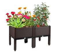 Cama de jardín elevada con Patas para macetas Grandes, Plantas al Aire Libre, macetas elevadas de plástico para jardín, macetas para Patio, Porche, terraza para Plantar Flores, Verduras y Hierbas