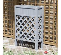 Cama de jardín elevada de madera con patas, caja de flores de enrejado de celosía al aire libre, macetas de decoración de porche frontal con agujeros de drenaje, maceta rectangular grande para el