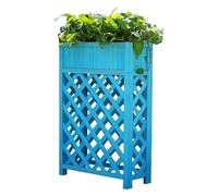 Cama de jardín elevada de madera con patas, caja de flores de enrejado de celosía al aire libre, macetas de decoración de porche frontal con agujeros de drenaje, maceta rectangular grande para el