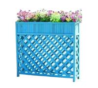 Cama de jardín elevada de madera con patas, caja de flores de enrejado de celosía al aire libre, macetas de decoración de porche frontal con agujeros de drenaje, maceta rectangular grande para el