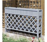 Cama de jardín elevada de madera con patas, caja de flores de enrejado de celosía al aire libre, macetas de decoración de porche frontal con agujeros de drenaje, maceta rectangular grande para el