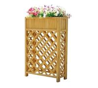 Cama de jardín elevada de madera con patas, caja de flores de enrejado de celosía al aire libre, macetas de decoración de porche frontal con agujeros de drenaje, maceta rectangular grande para el