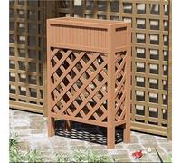 Cama de jardín elevada de madera con patas, caja de flores de enrejado de celosía al aire libre, macetas de decoración de porche frontal con agujeros de drenaje, maceta rectangular grande para el