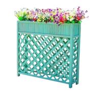 Cama de jardín elevada de madera con patas, caja de flores de enrejado de celosía al aire libre, macetas de decoración de porche frontal con agujeros de drenaje, maceta rectangular grande para el