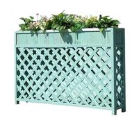 Cama de jardín elevada de madera con patas, caja de flores de enrejado para exteriores, macetas de decoración de porche frontal con agujeros de drenaje, maceta rectangular grande para el hogar