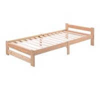 Cama de madera con cabecero y somier de lamas, sin colchón, 200x90 cm, Natural
