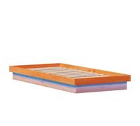 Cama de Madera Maciza de Pino con Luces LED RGB, 90x190 cm, Color Marrón Cera, Estructura Robusta con Somier de Contrachapado Incluido, USB Integrado - Ideal para Dormitorios Modernos y Escandinavos