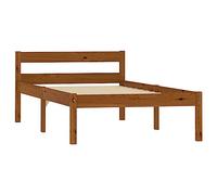 Cama de madera maciza de pino de 100 x 200 cm, color marrón miel, duradera y estable, para dormitorio, aspecto natural y gran comodidad, fácil montaje