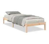 Cama de Madera Maciza de Pino sin Tratar, 80 x 220 cm, con Somier de Lamas Incluido, Diseño Rústico y Estructural Robusto, Ideal para Dormitorios Modernos o Escandinavos (Montaje Requerido)