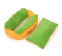 Cama de Mascotas Divertida en Forma de Hot Dog - Cachorros y Mascotas pequeñas - casa Suave y cálida para una Buena Noche de sueño - Vibrante Color Verde - Gran tamaño 72 cm x 62 cm x 23cm