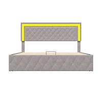 Cama de matrimonio 140x200 cm - con led y somier de láminas - cama de matrimonio con canapé - con cabecero regulable en altura - beige