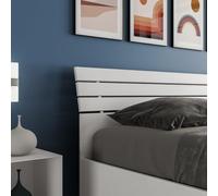 Cama de matrimonio 160 x 190 cm de madera blanca con somier y cabecero Ankel
