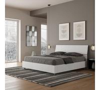 Cama de matrimonio 160 x 190 diseño moderno blanco con somier cabecero Demas