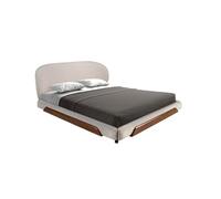 Cama de Matrimonio Angel Cerdá, Diseño Moderno con Cabecero Tapizado en Tela Gris Claro, Modelo 7222