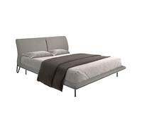 Cama de Matrimonio Angel Cerdá, Diseño Moderno Tapizada en Tela Gris Oscuro, Modelo 7221