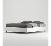 Cama de matrimonio con canapé de 160 x 190 cm, diseño blanco Nuamo