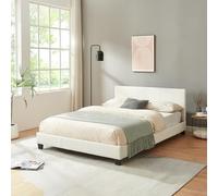 Cama de Matrimonio Elegante tapizada en Piel sintética 140x200cm (Blanco) - diseño Moderno