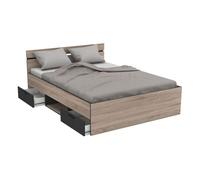 Cama de matrimonio estilo industrial 2 cajones michigan 135 o 140