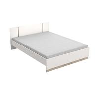 Miroytengo Cama de Matrimonio Watson Fabricada Melamina Color Blanco Mate y Roble Kronberg 135-140X190 cm