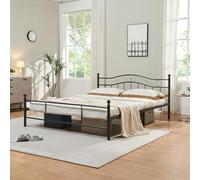 Cama de Metal Doble (Florencia)(160 x 200cm)(Negro) con cabecero Curvado/Recubrimiento en Polvo/somier Incluido
