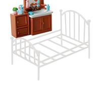 Cama de metal para casa de muñecas, decoración vintage de una sola cama, muebles en miniatura para casas de muñecas, elegante accesorio de metal que mejora la habitación de los niños y la exhibición