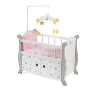 Cama de muñecas con móvil, diseño de estrellas, color gris