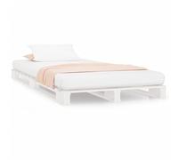 Cama de palé blanco de 90 x 200 cm, madera maciza de pino - Diseño sencillo para dormitorio y salón | duradera y natural | fácil montaje
