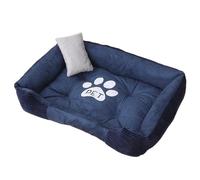 Cama de peluche para animales Sofá suave for perros, cama cálida de forro polar for tamaños pequeños, grandes y , con fondo impermeable for mascotas gatos, for otoño e invierno(Dark blue,75X55cm)