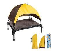 Cama de perro elevada genérica con canopy, 16,93 pulgadas portátil Pet Beds Made of Oxford Fabric & Iron - Outdoor/Indoor Dog Bed with Cushion - Plegable, transpirable y cómoda para perros y gatos