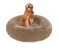 Cama de perro lavable con forma de dona, cojín redondo calmante para mascotas, alivio de la ansiedad, cama cálida y esponjosa para perros con base antideslizante, colchón mediano y grande para jaula