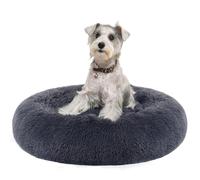 Feandrea Cama de Perros, Cama para Perros, Cojín Central Extraíble y Lavable, Alfombra de Felpa Suave y Mullida, 70 cm de Diámetro, Gris Oscuro PGW039G02