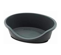 Cama de plástico para Perros y Gatos 25 x 78 x 60 cm. Cesta, Canasta, Cuna para Mascotas, Animales, Fondo Perforado, Antideslizante, cómodo Apoyo para el mentón (Gris)