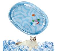 Cama de refrigeración para perros y gatos, alfombra de juego de cama de agua para gatos, tapete de juego sensorial para gatos, tapete de juego grueso antideslizante para gatos con diseño de peces