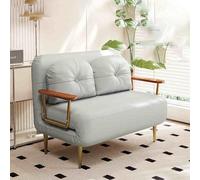 Cama de silla de sueño, cómodas sillas de durmiente convertibles con respaldo y almohada ajustable de 6 posiciones, acogedor sofá de silla pequeña para espacios pequeños, oficina gris claro-100cm LWX