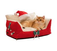 Cama de sofá de gato - Santa Hat Christmas Recliner | Pet Furniture For Kittens Cats Puppies | Interior Home Bedroom Living Room Apartment | Holiday Porch Patio Balcony Night Sleep Rest