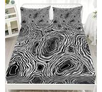 Cama de Soltero Juego de Sábana Ajustable 135x190 cm Abstracto Creativo LíNea Y Textura Transpirable Sábana Ajustable para Adultos Y Niños IlusióN Visual Juego de Ropa de Cama Bolsillo Profundo 30 cm