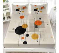 Cama de Soltero Juego de Sábana Ajustable 135x190 cm Arte Abstracto Minimalista Y GeoméTrico Juego de Ropa de Cama Bolsillo Profundo 30 cm, Beige Sábana Ajustable para Adultos Y Niños