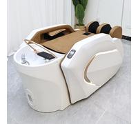 Cama de spa profesional para la cabeza con ciclo de agua y masaje inteligente, diseño de iluminación elegante, resistente al agua, color caqui, equipo de masaje con champú para spa de cabeza