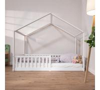 Cama de suelo / Cama casita ENNO 90x200 cm haya blanco incl. tejado opc. | tiSsi®
