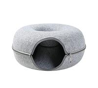 Cama de túnel gruesa 2 en 1 para conejos, gatitos que juegan escondiéndose, juguete de fieltro suave desmontable, cama interior