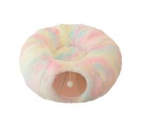Cama de túnel para gatos con rosquilla - Cama de túnel para gatos lavable con peluche | Tubo túnel plegable para juguetes para gatos, cueva para cama para gatos resistente a los arañazos para Soydan