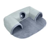 Cama de túnel para gatos, en forma de U, lavable, con cojín extraíble, cama tipo túnel para gatos domésticos | Sofá plegable de peluche con pelota de juego, forma de cama para gatos pequeños