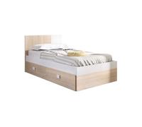 Cama dina con 2 cajones extraíbles natural/blanco 79x97x196 cm