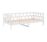 Cama diván 80x200cm en Blanco de Pino Macizo - Sofá-Cama Multifuncional con Estructura Rustica y Lamas Integradas, Ideal para Dormitorio, Salón o Habitación de Invitados (Montaje Requerido)