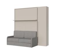 Cama doble abatible vertical de 160 cm Versia Sofà con sofá, estante y armario de 1 puerta derecha Clay