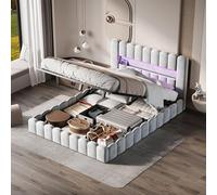 Cama doble acolchada con baúl de cama hidráulico, de burbujas de 180 x 200 cm, somier de láminas y cabecero acolchado, cama de invitados, marco de cama Bubble, cama de 2 plazas