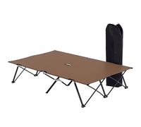 Cama doble de camping Outsunny Cama plegable para camping Tumbona plegable Cama para dormir al aire libre en el patio Superligera con bolsa de transporte (caqui)