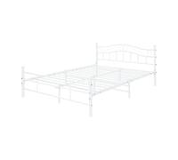 Cama doble florenz con cabecero y somier metal 160x200 - blanco [en.casa]