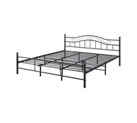 Cama doble florenz con cabecero y somier metal 180x200 - negro [en.casa]
